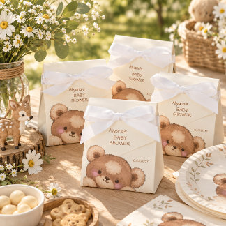 Watercolor Woodland Cute Cub Bear Baby Shower Favor Boxes