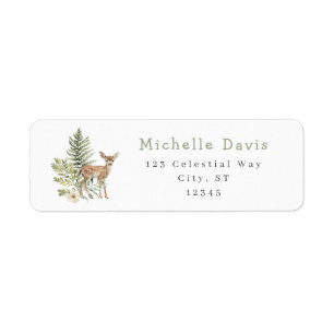 Watercolor Woodland Deer Address Label