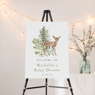 Watercolor Woodland Deer Baby Shower Welcome Sign