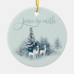 Watercolor Woodland Deer Ceramic Ornament