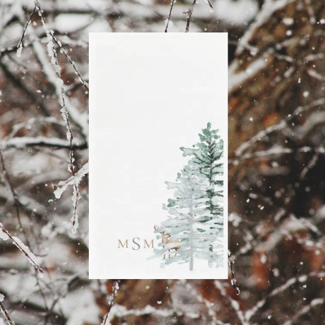 Watercolor Woodland Deer Monogram Paper Guest Towels (Creator Uploaded)