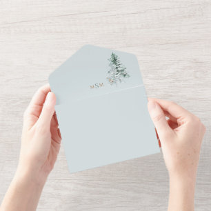 Watercolor Woodland Deer Monogram Wedding  All In One Invitation