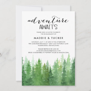 Watercolor Woodland Engagement Party Invitation