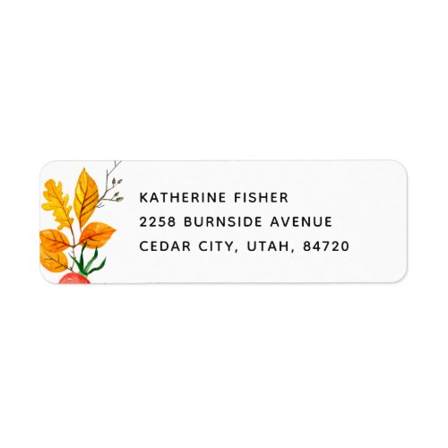 Watercolor woodland floral fall wedding address label