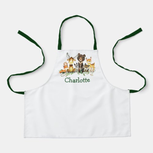 Watercolor Woodland Forest Animals Apron