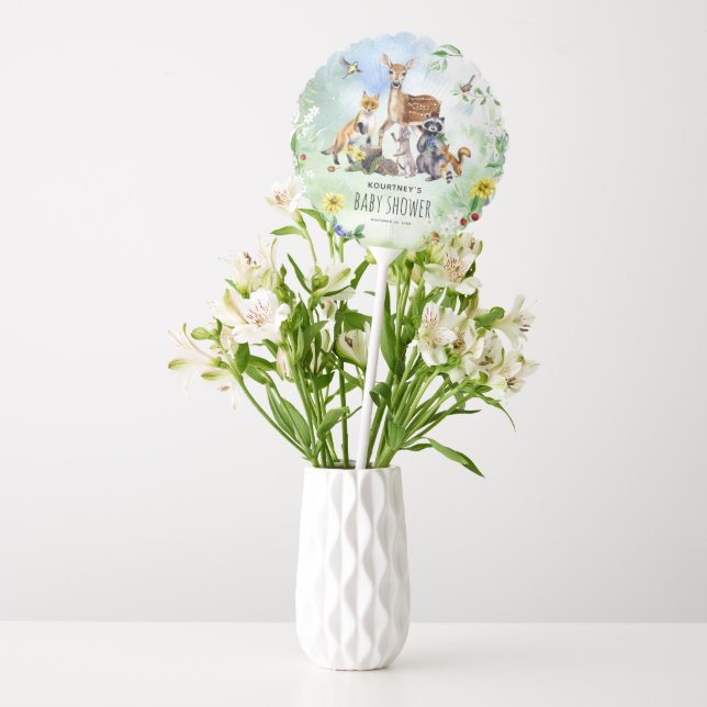 Watercolor Woodland Forest Animals Baby Shower Balloon (Vase)