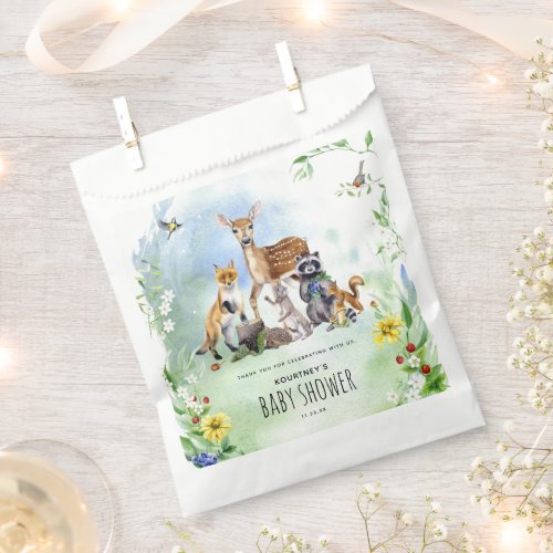 Watercolor Woodland Forest Animals Baby Shower Favor Bag