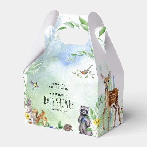 Watercolor Woodland Forest Animals Baby Shower Favor Boxes