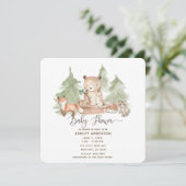 Watercolor Woodland Forest Animals Baby Shower Invitation (Standing Front)