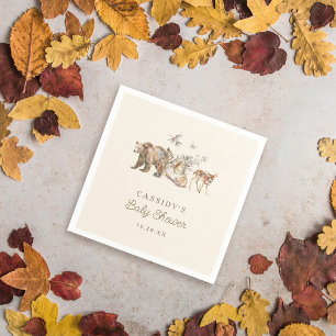 Watercolor Woodland Forest Animals Baby Shower Napkins