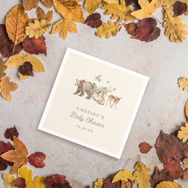 Watercolor Woodland Forest Animals Baby Shower Napkins (Creator Uploaded)