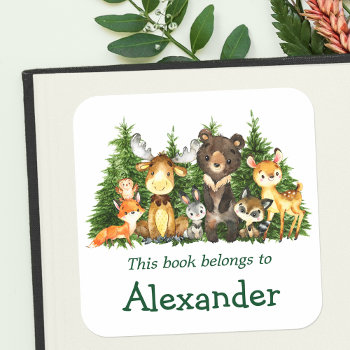 Watercolor Woodland Forest Animals Bookplate Label by HappyMemoriesKidsCo at Zazzle