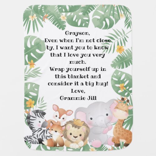 Watercolor Woodland Forest Animals Greenery Baby Blanket