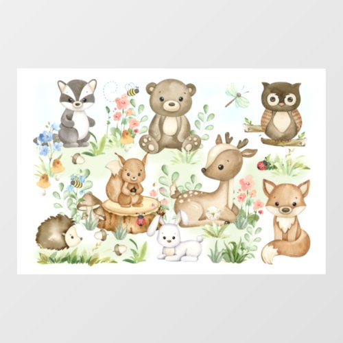 Watercolor Woodland Forest Animals Nursery Wall Decal