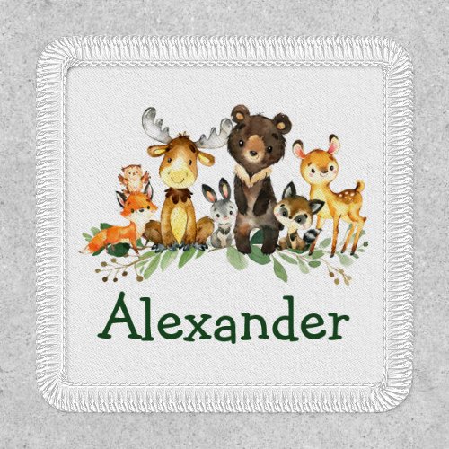 Watercolor Woodland Forest Animals Patch