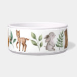 Watercolor Woodland Forest Animals Pattern Pet Bowl<br><div class="desc">This adorable design belongs to our FOREST FABLE collection. It features our original watercolor illustration depicting whimsical woodland animals and elegant botanical greenery leaves.</div>