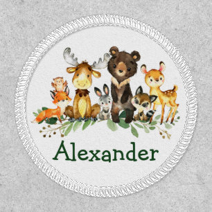 Watercolor Woodland Forest Animals Round Patch