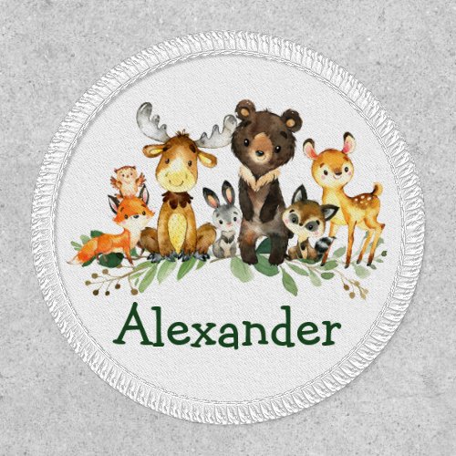 Watercolor Woodland Forest Animals Round Patch