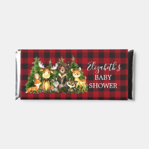 Watercolor Woodland Forest Animals Shower Plaid Hershey Bar Favors