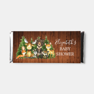 Watercolor Woodland Forest Animals Shower Wood Hershey Bar Favors