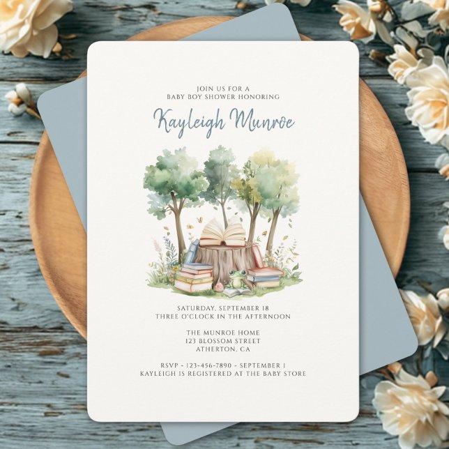 Watercolor Woodland Forest Baby Boy Shower Invitation (Creator Uploaded)