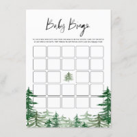 Watercolor Woodland Forest Baby Shower Bingo Card