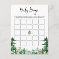 Watercolor Woodland Forest Baby Shower Bingo Card