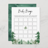 Watercolor Woodland Forest Baby Shower Bingo Card (Front/Back)