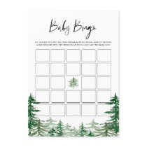 Watercolor Woodland Forest Baby Shower Bingo Enclosure Card