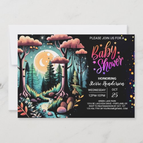 Watercolor Woodland Forest Baby Shower Invitation