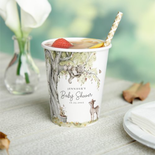 Watercolor Woodland Forest Baby Shower Paper Cups