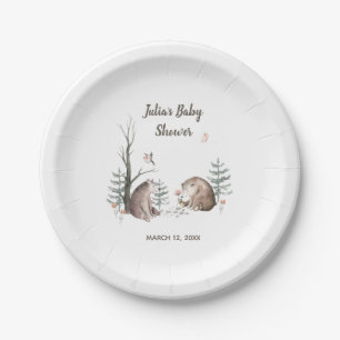 Watercolor Woodland Forest Baby Shower Paper Plates