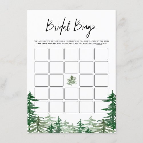 Watercolor Woodland Forest Bridal Shower Bingo Enclosure Card