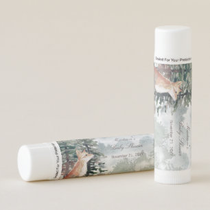 Watercolor Woodland Forest Fox Baby Shower Lip Balm