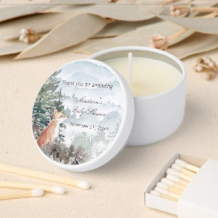 Watercolor Woodland Forest Fox Baby Shower Mini Candle Favors