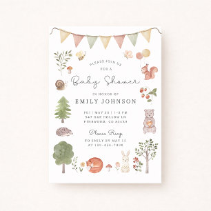Watercolor Woodland   Forest Friends Baby shower  Invitation