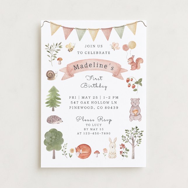 Watercolor Woodland | Forest Friends  Invitation (Creator Uploaded)