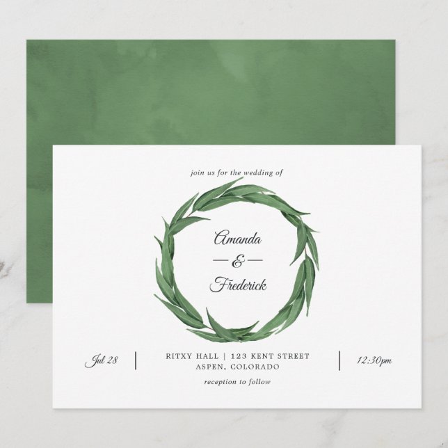 Watercolor Woodland Forest Greenery Wedding Invitation (Front/Back)