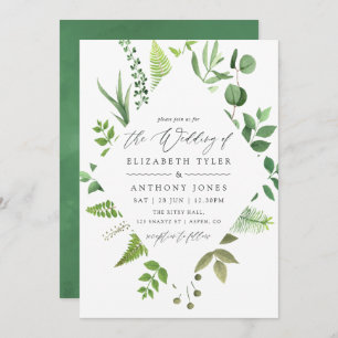 Watercolor Woodland Forest Greenery Wedding Invitation