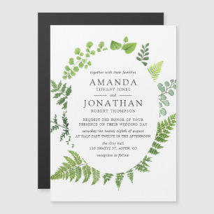 Watercolor Woodland Forest Greenery Wedding Magnetic Invitation