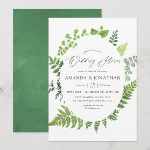 Watercolor Woodland Forest Greenery Wedding Shower Invitation
