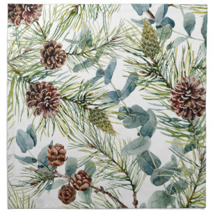 Watercolor Woodland Forest Holiday  Cloth Napkin