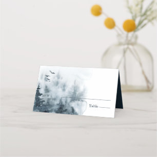 Watercolor Woodland Forest Owl Wedding Place Card