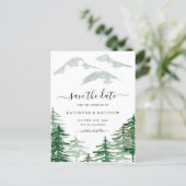 Watercolor Woodland Forest QR Code Save the Date Announcement Postcard (Standing Front)