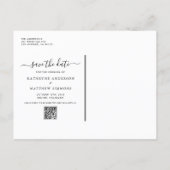 Watercolor Woodland Forest QR Code Save the Date Announcement Postcard (Back)