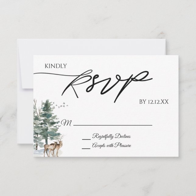 Watercolor Woodland Forest RSVP Card (Front)
