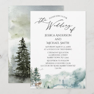 Watercolor Woodland Forest Wedding Card
