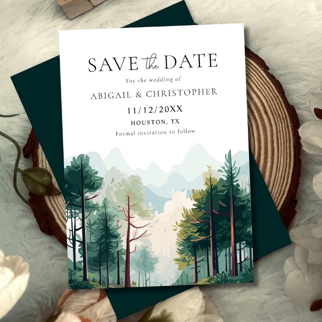 Watercolor Woodland Forest Wedding Save The Date  (Creator Uploaded)