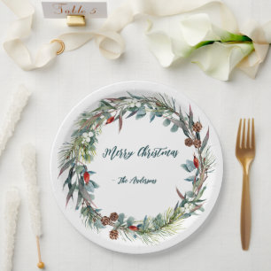 Watercolor Woodland Forest Wreath Paper Plate