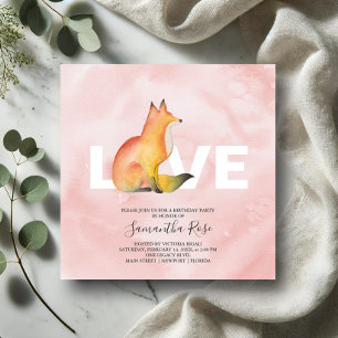 Watercolor Woodland Fox Birthday Party